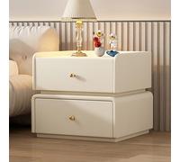 Mesita de noche moderna de mediados de siglo, mesita de noche de madera maciza, mesita de noche grande clásica de dos cajones con almacenamiento, completamente ensamblada, mesa auxiliar para