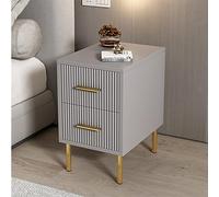 Mesita de noche moderna gris con patas de metal y dos cajones de almacenamiento, organizador de almacenamiento multifuncional para dormitorio y más