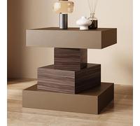 Mesita de Noche Moderna irregular, Mesilla de Noche Madera maciza con 4 Cajón y Diapositiva silenciosa, Extremo del Sofá para Dormitorio, Mesa Auxiliar para Oficina, Salón, Natural(Coffee,45cm)