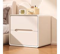 Mesita de Noche Moderna, Mesa Auxiliar Cajonera, Mesitas de Café con 2 Cajones Grandes y Mango invisible, Mesillas de Noche para Cualquier Cama y Dormitorio, Robusta y Estable(Off-white,45cm)