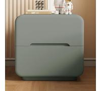 Mesita de noche moderna, mesa auxiliar con 2 cajones y tiradores ocultos, diseño integrado sin instalación, totalmente ensamblada, mesita de noche cuadrada de madera rústica para sala de est