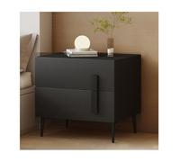 Mesita de Noche Moderna Negra con cajón de Almacenamiento - Mesa Auxiliar Elegante para Dormitorio y Sala de Estar, 50x40x52cm (19.7x15.7x20.5in) - Diseño contemporáneo y Uso versátil