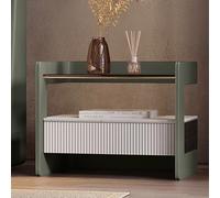 Mesita de noche moderna para dormitorio, diseño de granja, 1 cajón, no requiere montaje, perfecta para sala de estar y hogar