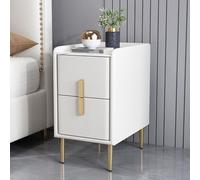 Mesita de noche moderna y delgada con 2 cajones: elegante mesita de noche con espacio de almacenamiento para dormitorio y sala de estar. Cómoda compacta de 30 x 35 x 55 cm. Diseño que ahorra