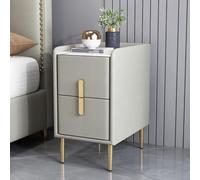 Mesita de noche moderna y delgada con 2 cajones: elegante mesita de noche con espacio de almacenamiento para dormitorio y sala de estar. Cómoda compacta de 30 x 35 x 55 cm. Diseño que ahorra