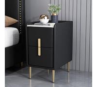 Mesita de noche moderna y delgada con 2 cajones: elegante mesita de noche con espacio de almacenamiento para dormitorio y sala de estar. Cómoda compacta de 30 x 35 x 55 cm. Diseño que ahorra