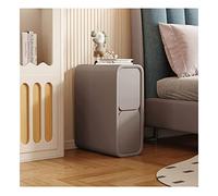 Mesita de noche moderna y delgada con 2 cajones, mesita de noche de piel de microfibra para espacios pequeños, armario de almacenamiento de diseño minimalista para muebles de dormitorio