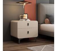 Mesita de noche moderna y delgada de madera maciza multifuncional para dormitorio, no requiere instalación, ideal para sala de estar y dormitorio (caqui, tamaño: 50)