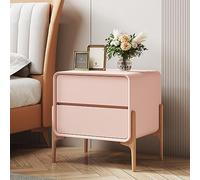 Mesita de noche moderna y elegante para dormitorio, 2 cajones, diseño de patas altas, construcción robusta (color: rosa, tamaño: 40 x 40 x 50 cm)