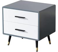 Mesita de noche, moderna y sencilla, de madera maciza, 2 cajones, decoración con patas de metal, no es necesario instalar, 40/45/50 cm (tamaño: 45 x 35 x 49 cm, color: E) (A 40 x 35 x 49 cm)