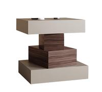 Mesita De Noche Moderna Yajuer, Mesita De Noche De Madera con Almacenamiento Abierto, Mesa Auxiliar Minimalista De 4 Niveles, Mesita De Noche Alta para Dormitorio, Sala De Estar, Sala De Estudio(Beige