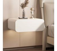 Mesita de noche montada en la pared con cajones, estante flotante que ahorra espacio con riel de metal, armario de almacenamiento para dormitorio, color blanco, 30 cm, ideal para dormitorio y porche