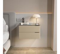 Mesita de noche montada en la pared con estadística de carga Der y luz LED, diseño moderno para dormitorio y sala de estar (caqui, 45 x 40 x 32 cm)
