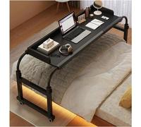 Mesita de noche móvil ajustable con ruedas, escritorio de computadora ajustable en altura y longitud, estación de trabajo compacta para comer, oficina en casa y espacios pequeños - Nero