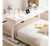 Mesita de noche móvil de altura ajustable con cajón, mesa versátil para laptop para hospital y dormitorio, estación de trabajo con ruedas, diseño compacto para un uso fácil