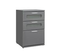 Mesita de noche mueble cómoda gris mesa 3 cajónes para dormitorio 40x60x38 cm