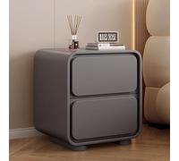 Mesita de noche - Mueble de almacenamiento moderno de madera maciza con 2 cajones, diseño de cuero sin instalación para una fácil instalación