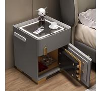 Mesita De Noche Multifunción Con Caja Fuerte Invisible, Mesita De Noche Con Estación De Carga Inalámbrica, Mesa Auxiliar Con Luces Led Y Carga Usb, Mesa Auxiliar Inteligente P(Size:35x40x50cm,Color:A)