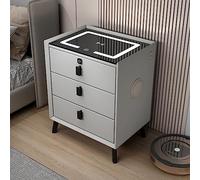 Mesita de Noche Multifunción, Mesita de Noche Inteligente con Carga Inalámbrica, Puerto USB, Luces LED de 3 Colores y Altavoz Bluetooth, Moderna Mesa Auxiliar de Madera para Dormitorio, Dormitorio ( C