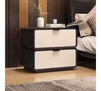 Mesita de noche negra con 2 cajones, no requiere montaje, mesa auxiliar de dormitorio, mesita de noche moderna para dormitorio, sala de estar u oficina (35 cm)