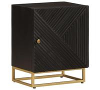 Mesita de noche negra de 40 x 30 x 50 cm, madera maciza de mango y hierro, versátil mesa auxiliar para TV, archivos, armario de baño, perfecto para hoteles, oficinas, escuelas, pasillos