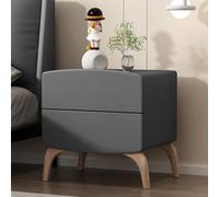 Mesita De Noche Negra De Madera Maciza con 2 Cajones, Mesa Auxiliar Moderna con Acabado De Cuero De Microfibra para Dormitorio, Sala De Estar O Pasillo. Dark Gray 35 * 40 * 47cm/13.8 * 15.7 * 18.5in