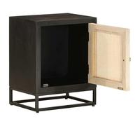 Mesita de noche negra | madera maciza de mango y hierro | 40 x 30 x 50 cm | elegante mueble de salón | duradero y moderno