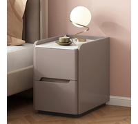 Mesita de noche oscura con parte superior de losa de roca totalmente montada, pequeña mesa auxiliar de 35 cm, mesita de noche para dormitorio, sala de estar, muebles modernos