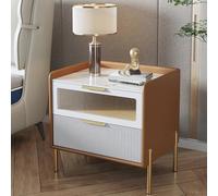 Mesita de noche para dormitorio, mesa auxiliar de cama con cajón de almacenamiento de vidrio templado, mesa de mesa de roca con acabado de cuero, no requiere montaje (color: verde, tamaño: 40 x 40 x
