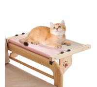 Mesita de noche para gatos - Alféizar para hamaca para gatos | Percha para ventana para gatos ajustable | Percha para gatos con estructura de madera y metal robusto | Hamaca para gatos Easy Seat para