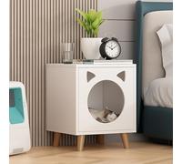 Mesita de Noche para Gatos, Mesita de Noche Integrada para Gatos, Cuatro Estaciones Universal, Condominio Cerrado para Gatos, Mueble para Gatos(White)