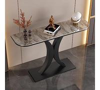 Mesita de noche plegable ajustable, diseño moderno de media luna con base de metal resistente para sala de estar, oficina o entrada