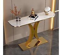 Mesita de noche plegable ajustable, diseño moderno de media luna con base de metal resistente para sala de estar, oficina o entrada