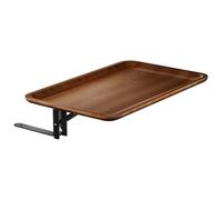 Mesita de noche plegable de bambú ajustable y bandeja para colchón, 10 kg de capacidad, perfecta para espacios pequeños e inquilinos (acabado de nogal)