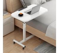Mesita de noche plegable - Escritorio con ruedas para laptop de altura ajustable para cama/sofá, mesa auxiliar portátil con ruedas, escritorio pequeño de pie para comer, leer y usar en la oficina