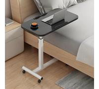 Mesita de noche plegable - Escritorio con ruedas para laptop de altura ajustable para cama/sofá, mesa auxiliar portátil con ruedas, escritorio pequeño de pie para comer, leer y uso en la oficina