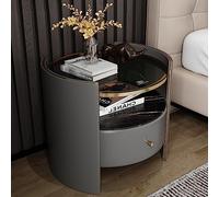 Mesita de noche redonda con cajones, mesita de noche multifuncional de madera maciza para almacenamiento de dormitorio