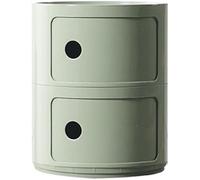 Mesita De Noche Redonda con Cajones, Organizador 2/3/4 Niveles de Plástico con Puerta Corredera, Mueble Auxiliar Moderno para Dormitorio, Sala de Estar y Baño(Green,2nd Floor)