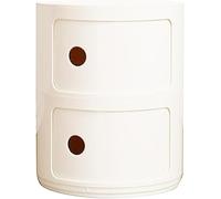 Mesita De Noche Redonda con Cajones, Organizador 2/3/4 Niveles de Plástico con Puerta Corredera, Mueble Auxiliar Moderno para Dormitorio, Sala de Estar y Baño(Beige,2nd Floor)