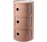 Mesita De Noche Redonda con Cajones, Organizador 2/3/4 Niveles de Plástico con Puerta Corredera, Mueble Auxiliar Moderno para Dormitorio, Sala de Estar y Baño(Pink,3nd Floor)
