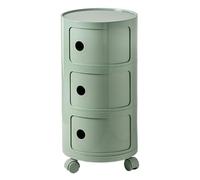 Mesita de noche redonda con ruedas, moderna mesa auxiliar de plástico con puertas correderas para dormitorio, baño, sala de estar, solución de almacenamiento de varios niveles