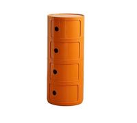 Mesita de noche redonda de 4 niveles con puerta corrediza, mesa auxiliar moderna de plástico extraíble para sala de estar, dormitorio, baño, elegante solución de muebles naranja