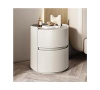 Mesita de noche redonda de piel de microfibra con 2 cajones de madera, moderna mesa auxiliar de madera maciza, armario de almacenamiento para dormitorio, sala de estar