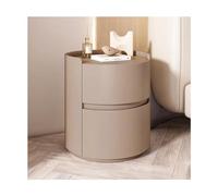 Mesita de noche redonda de piel de microfibra con 2 cajones de madera, moderna mesa auxiliar de madera maciza, armario de almacenamiento para dormitorio, sala de estar