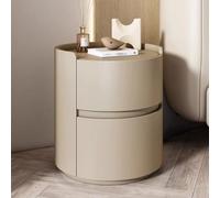 Mesita de noche redonda, mesa de madera para dormitorio, de cuero exterior, de almacenamiento, auxiliar de sala de estar, estante de cajón