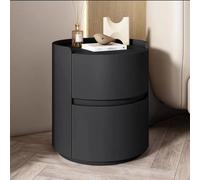 Mesita de noche redonda, mesa de noche de madera para dormitorio, mesita de noche de cuero exterior, mesita de noche de almacenamiento, mesas auxiliares de sala de estar, estante de cajón, mesa