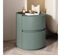 Mesita De Noche Redonda, Mesita de Noche para Dormitorio, Mesita Noche Estrecha de Cuero Exterior, Almacenamiento for Sala de Estar, Mesas Auxiliares, Cajón, Estante (Color : Green, Size : 45x45x50c