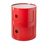 Mesita de noche redonda moderna con almacenamiento, cajón y puerta corredera, mesa auxiliar versátil para dormitorio, sala de estar o baño, nizer de plástico para estilo y funcionalidad (rojo, 2