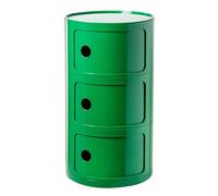 Mesita de noche redonda moderna con almacenamiento para dormitorio, sala de estar o baño, mesa de noche con cajón con puerta corrediza, elegante mesa de plástico (3 cajones verdes)