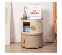 Mesita de noche redonda moderna marrón con puerta corredera y cajones, armario de almacenamiento para dormitorios elegantes para mesas auxiliares elegantes y almacenamiento en cajones